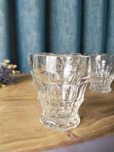 12 vintage white glasses