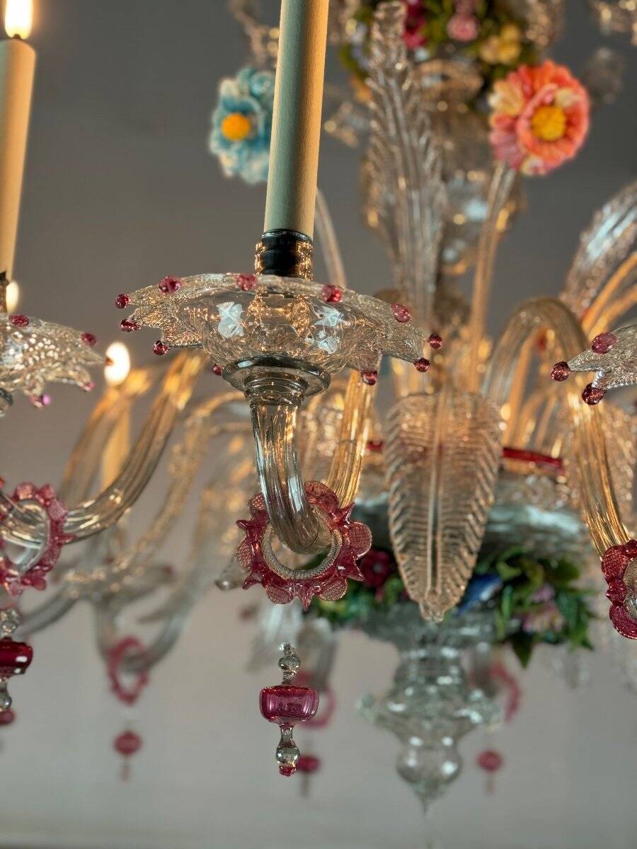 Two Tier Multicolor Murano Glass Venetian Chandelier