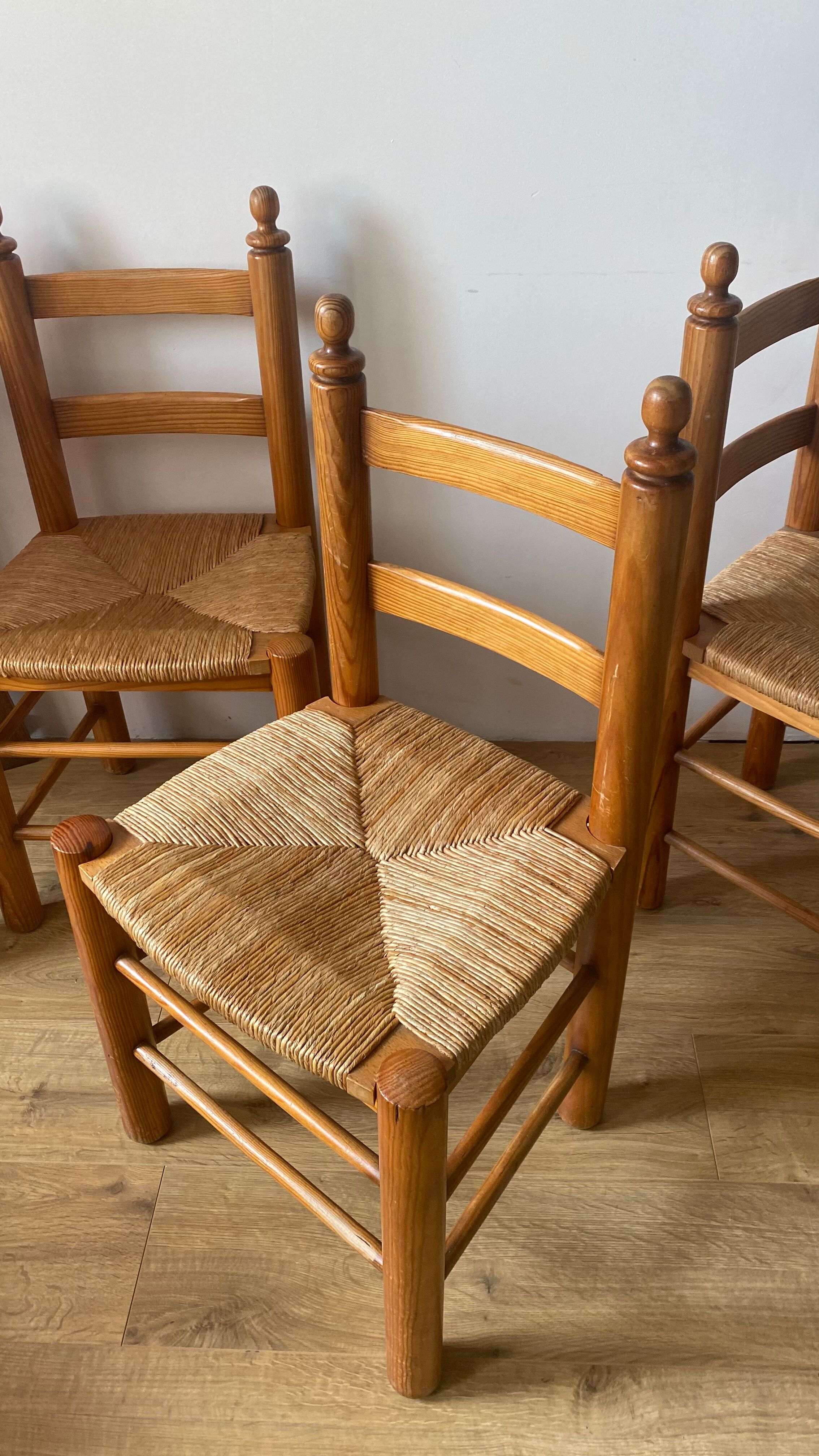 Pine and straw chairs