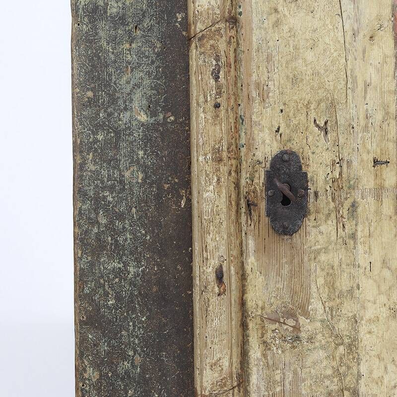 Rustic Weathered Primitive Farmhouse Folk Art Painted Bridal Cabinet
