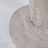 Italian "Flower" Coffee Table in Plaster With Facet Cut Round Plate, 1970s