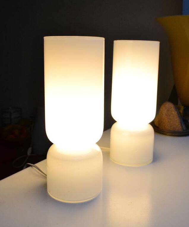 Pair of vintage opaline lamps