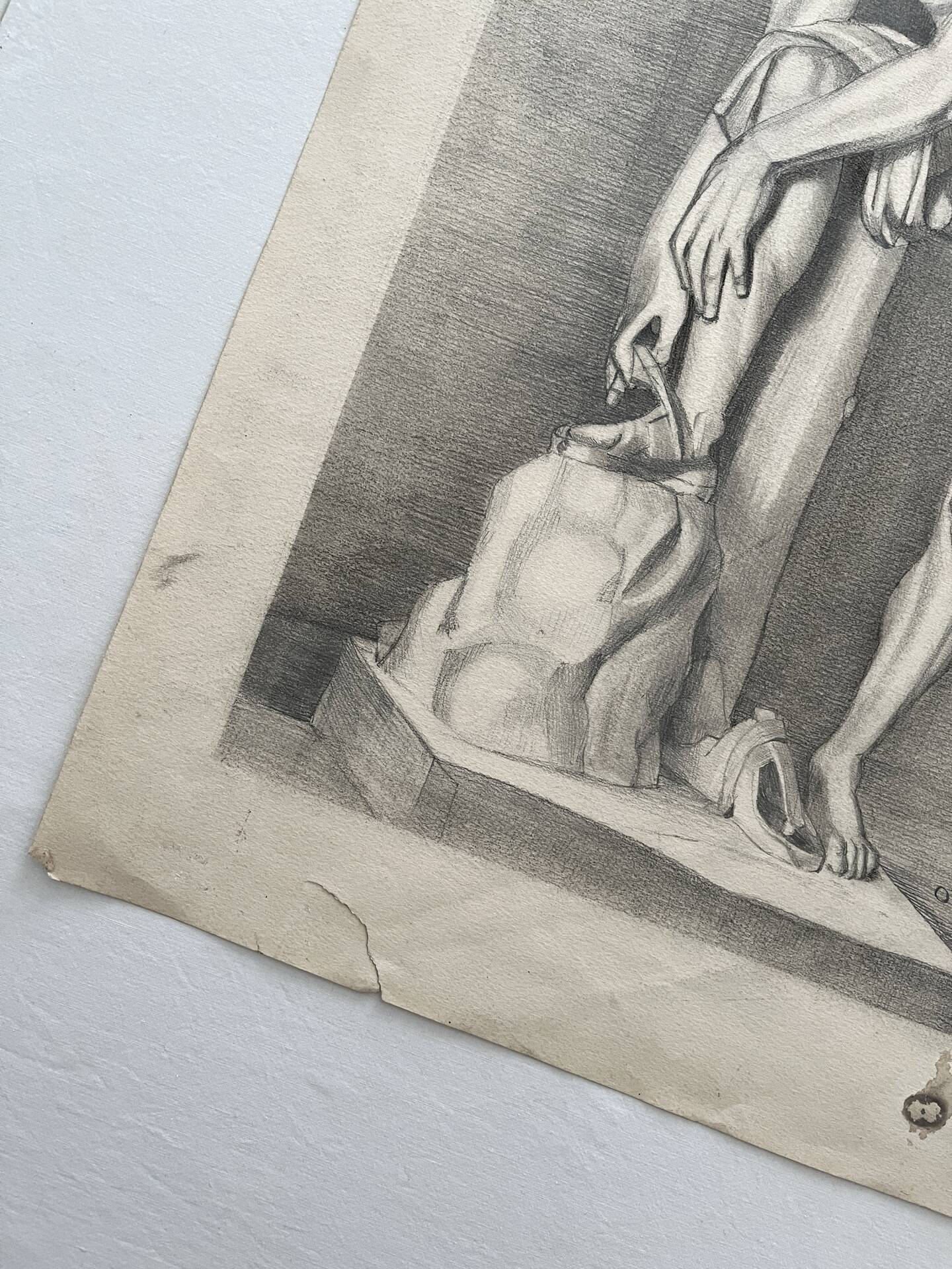 Old academic nude drawing based on an ancient statue.