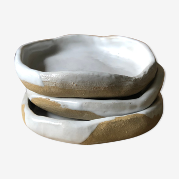 Set of 3 ramekins in white enamelled sandstone