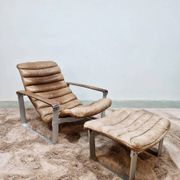 Fauteuil lounge vintage en cuir et chrome