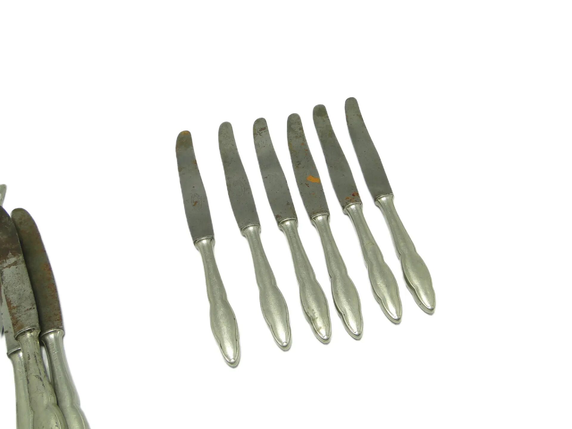Set of bread knives Modernism, silver-plated brass, Poland, 1950s
