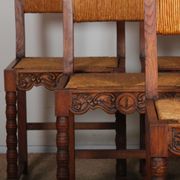 Set of 6 straw-seated solid wood chairs, French craftsmanship, 1950.