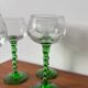Set of vintage white wine glasses – twisted green stem engraved