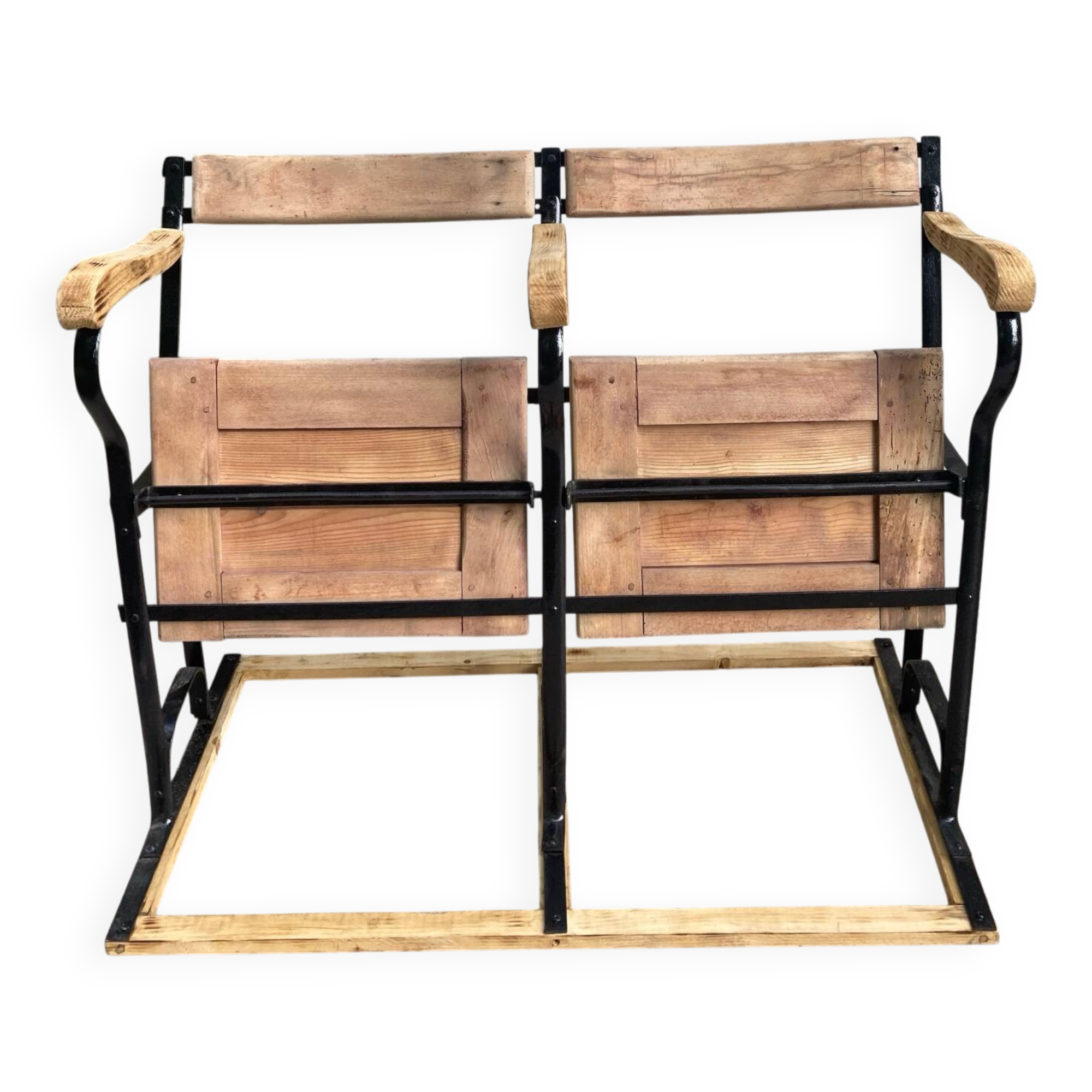 Two-seater folding theatre bench