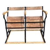 Two-seater folding theatre bench