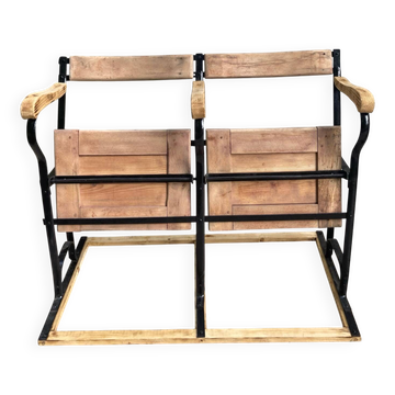 Two-seater folding theatre bench