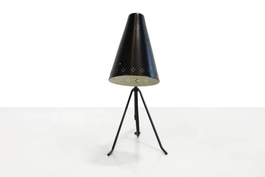 Black tripod table lamp by Falkenbergs Belysning, Sweden 1950s
