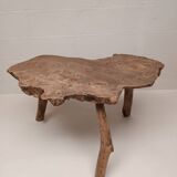 “Tree trunk” coffee table in raw wood from the 70s