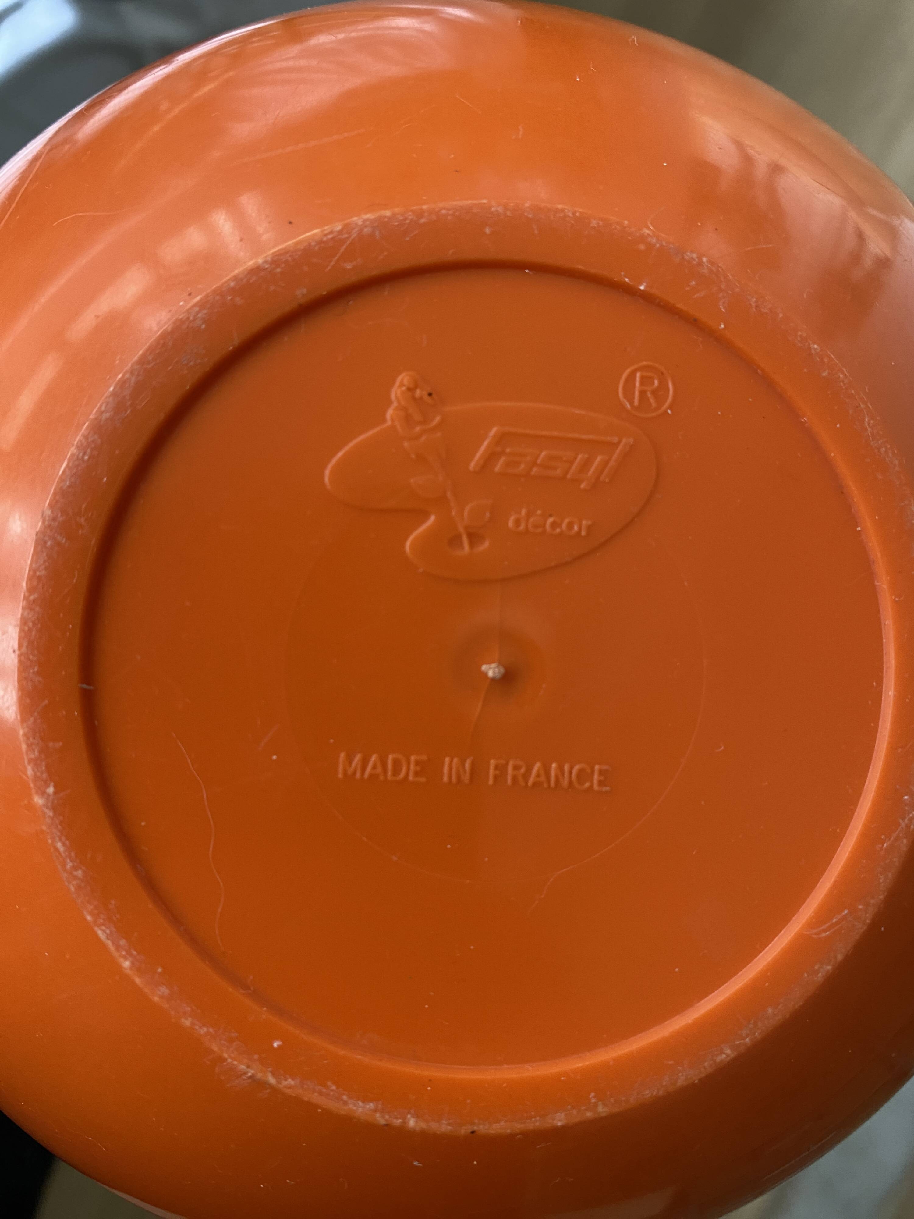 Vintage orange bucket in the shape of a FASYL bowling ball, diameter 18 cm