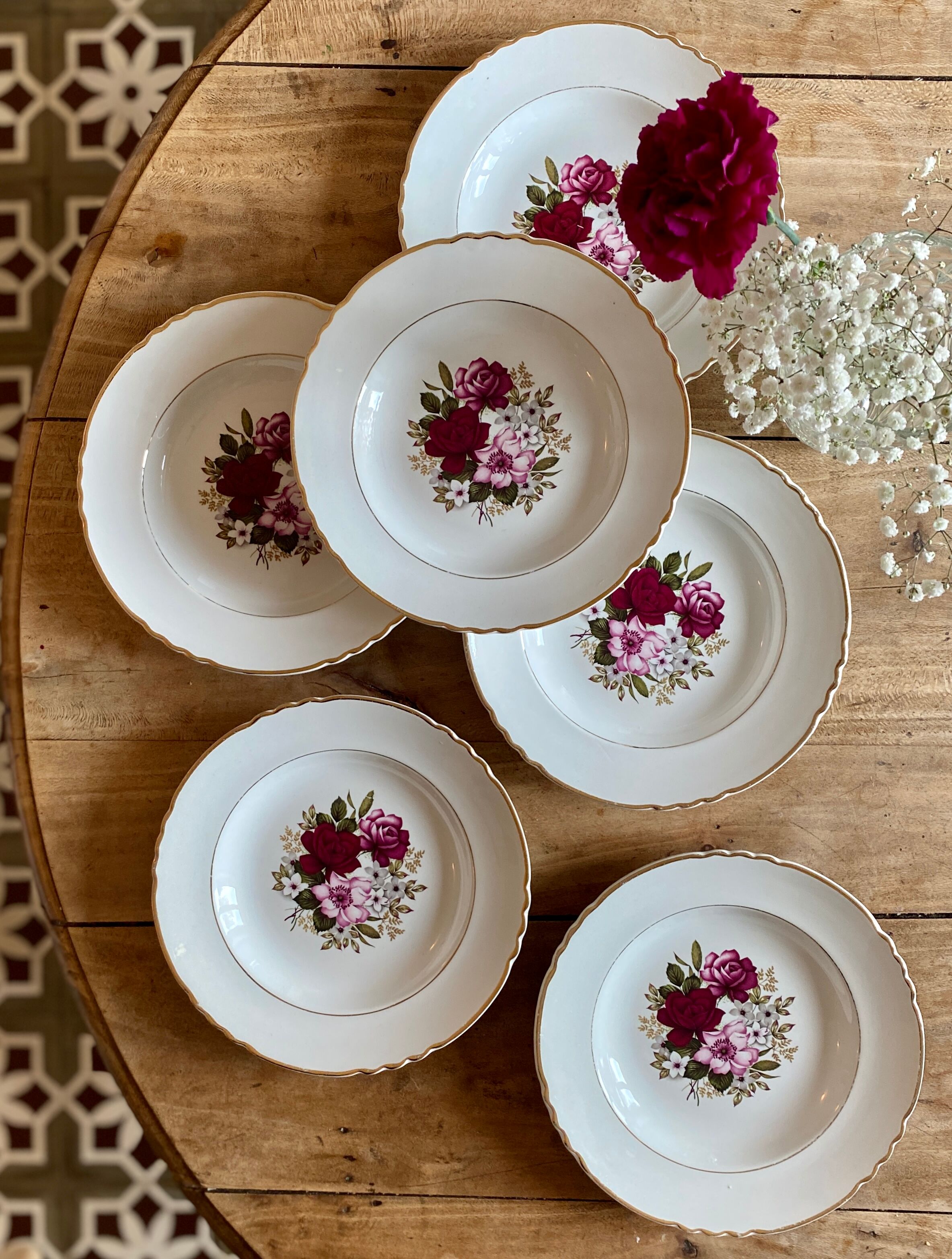 Set of 6 plates hollow vintage Moulin des Loups