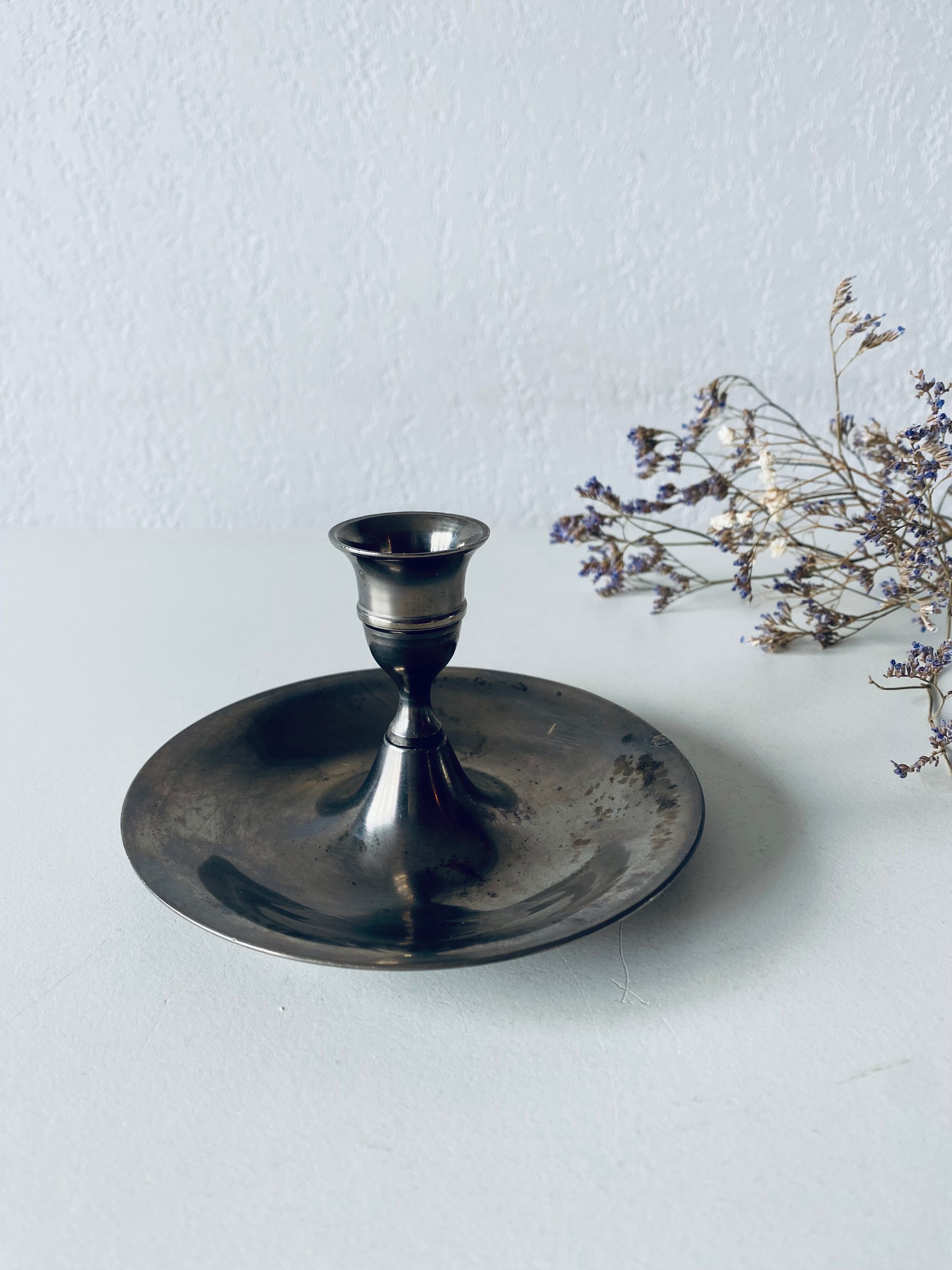 Old silver candle holder