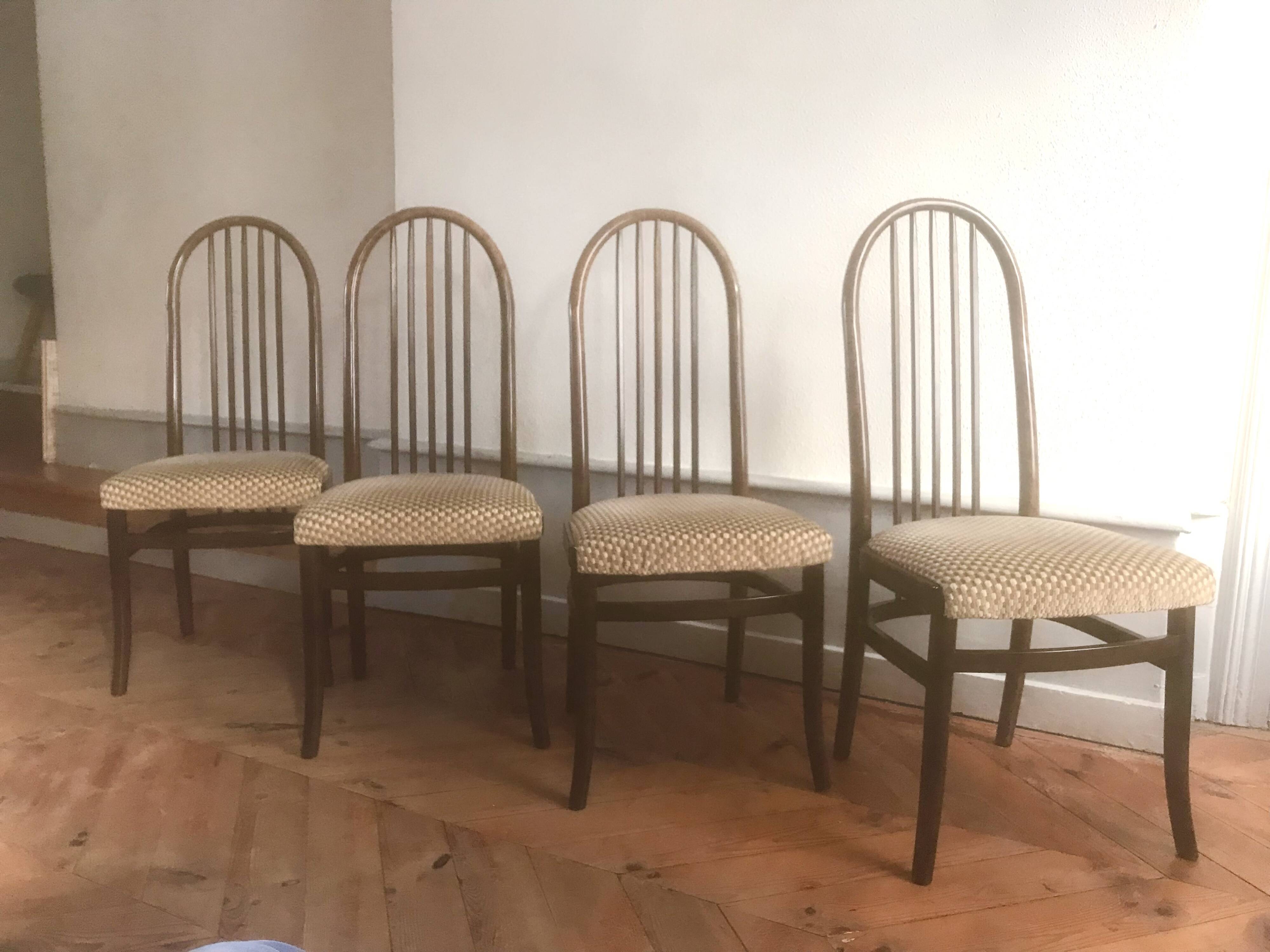 4 vintage Baumann Eden model wooden chairs