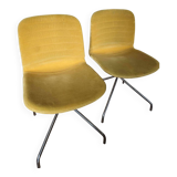 Set of 2 mustard chairs with chrome legs Made in Italy