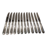 12 silver plated dessert knives, goldsmith Ercuis Louis XVI Trianon