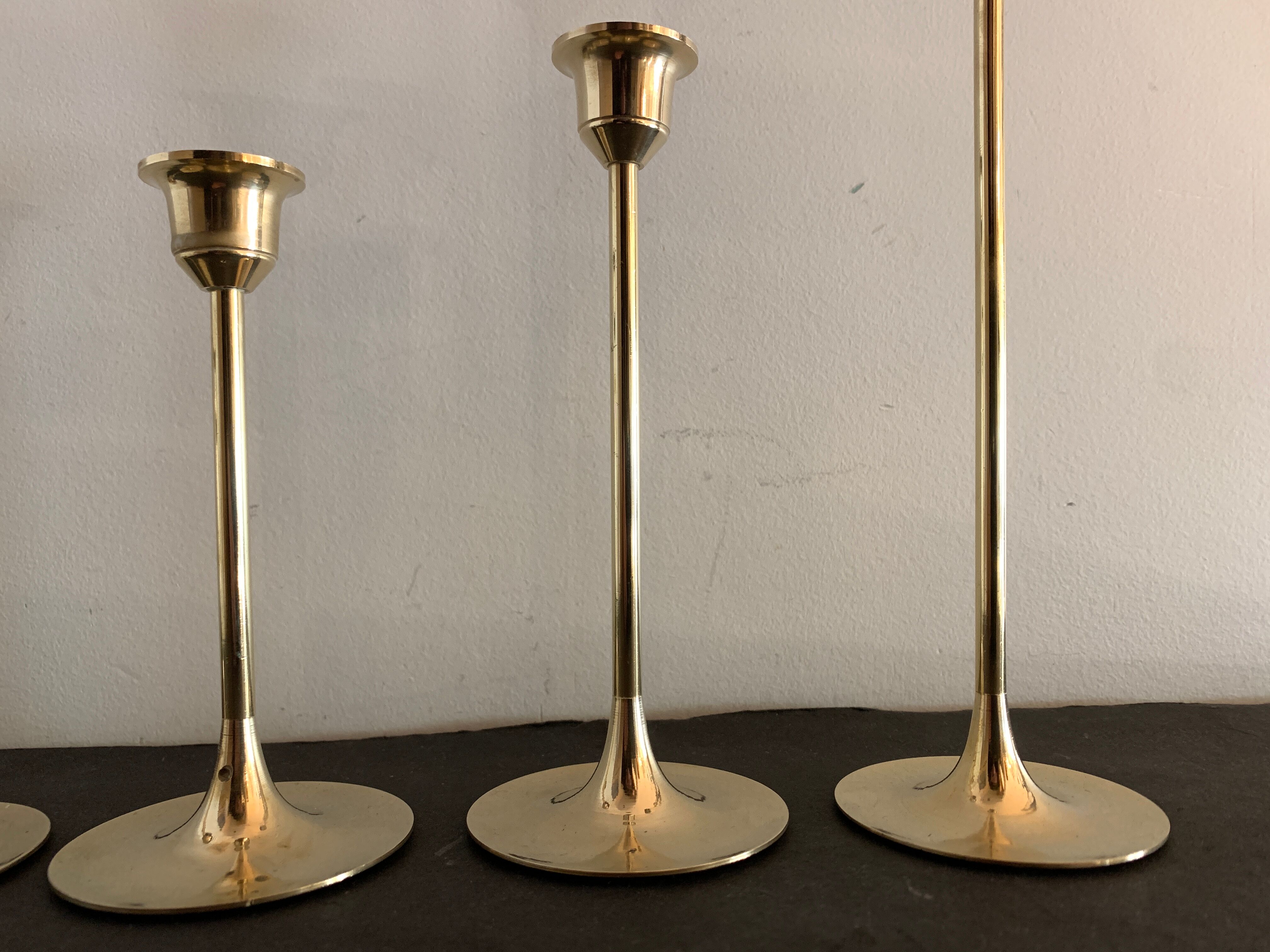 4 Scandinavian brass candle holders