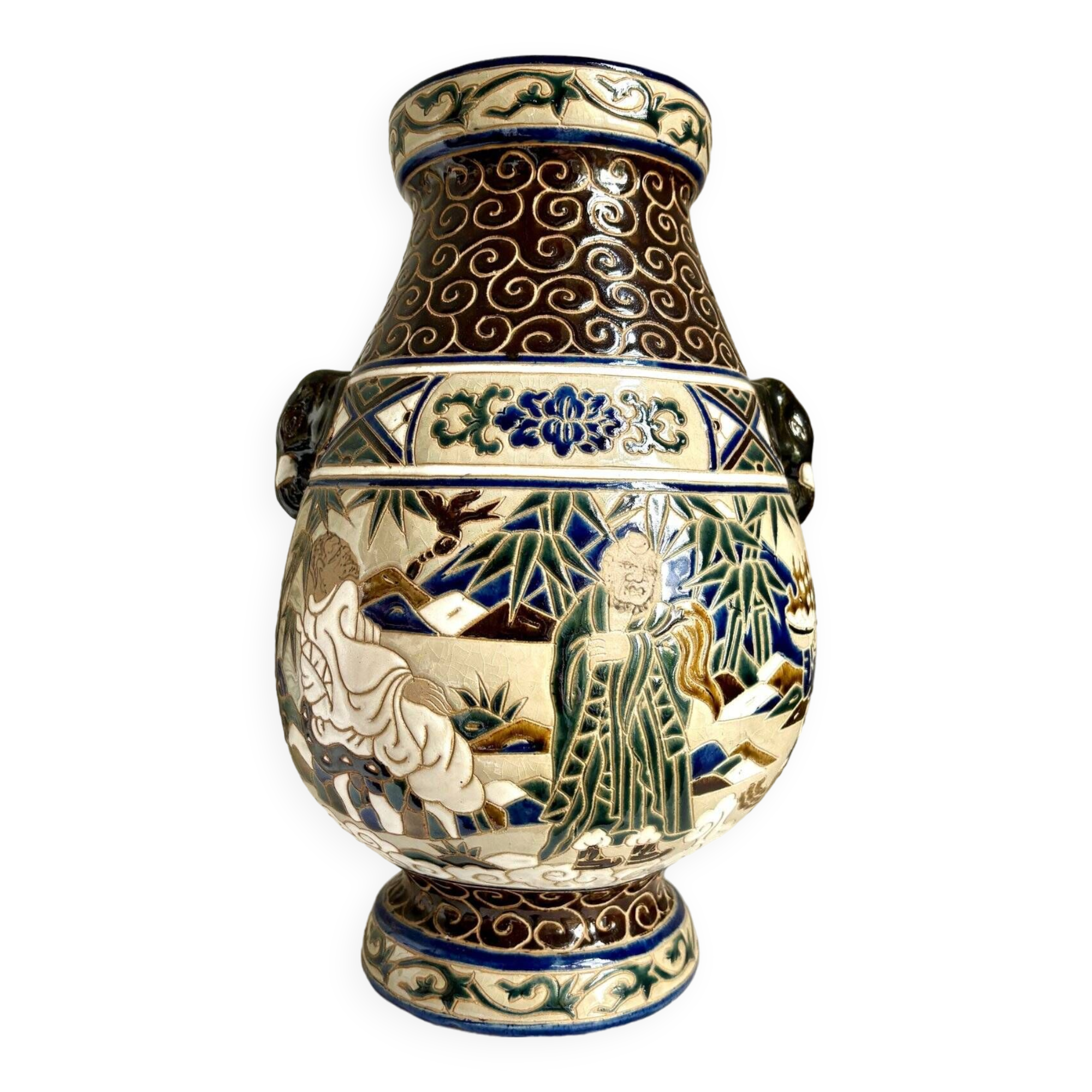 Polychrome sandstone vase from Biên Hoa - Vietnam