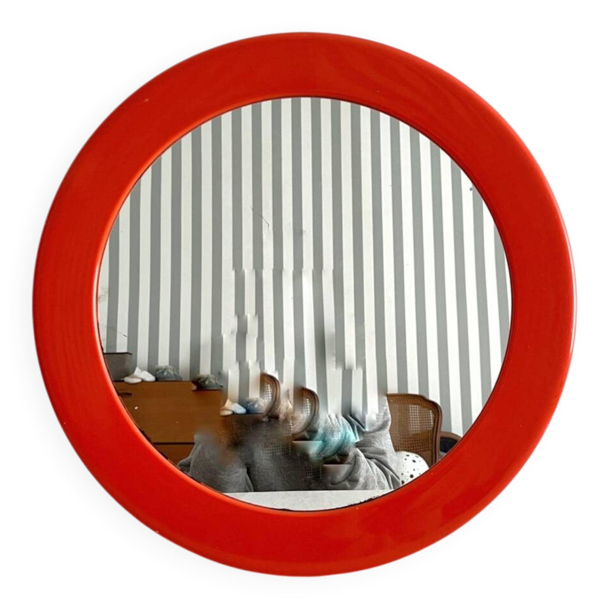 Miroir rond orange vintage Syla années 70