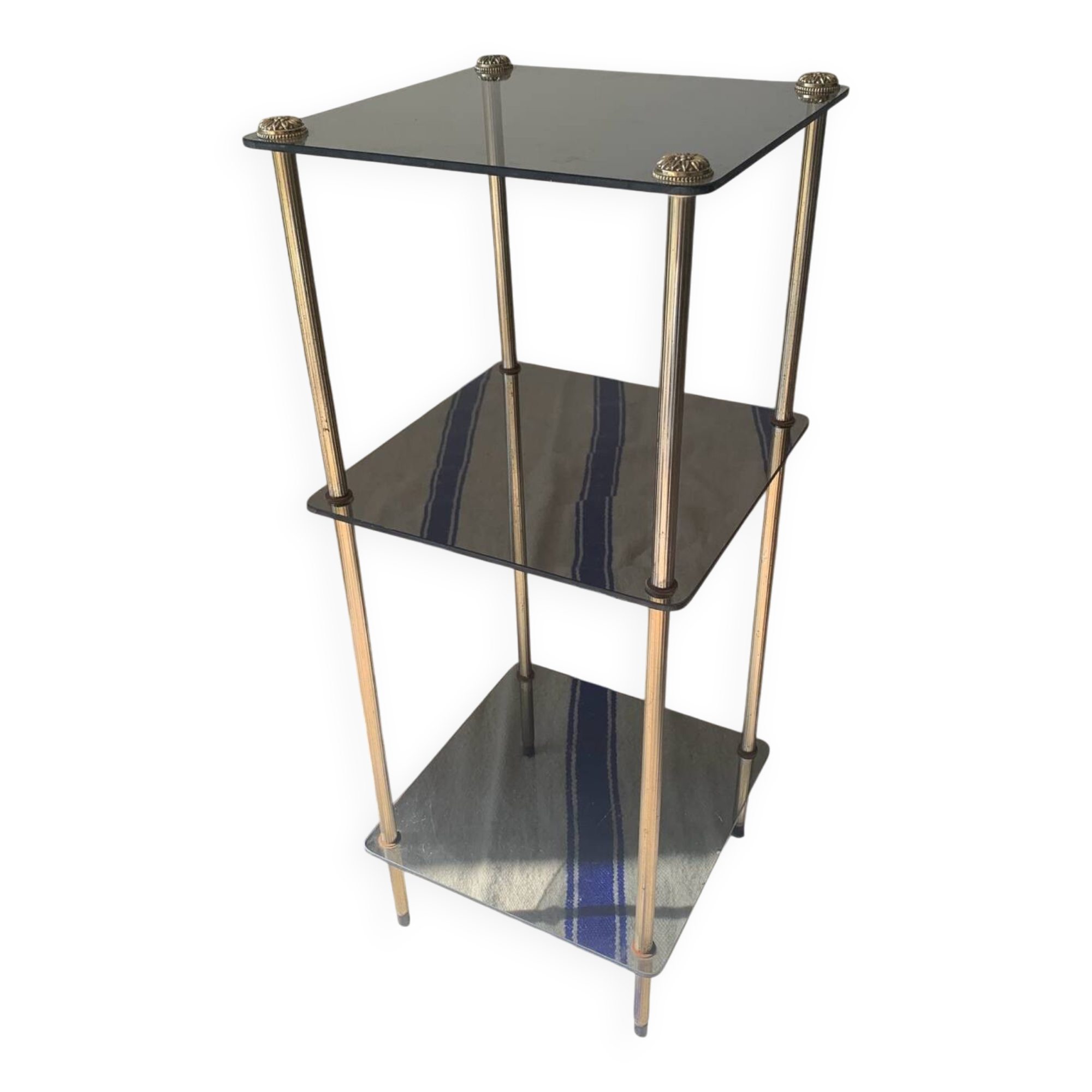 Old glass and brass stool