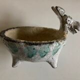 Empty cubist zoomorphic pocket in glazed clay