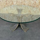 60s 70s Coffee Table Luciano Frigerio Brutalist Bronze Glass Table 60s
