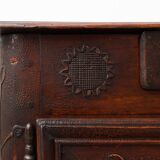 Rare French provincial carved cabinet or buffet with great patina, dated 18