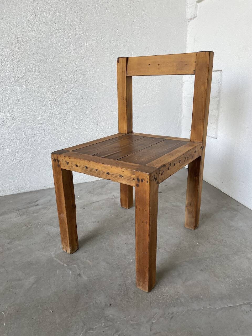 Brutalist pine chair