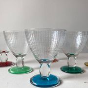 Colored glass stemmed bowls