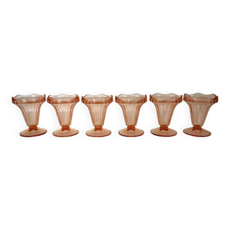 6 vintage Rosaline dessert cups from Luminarc