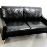 2-seater Scandinavian leather sofa 1970s