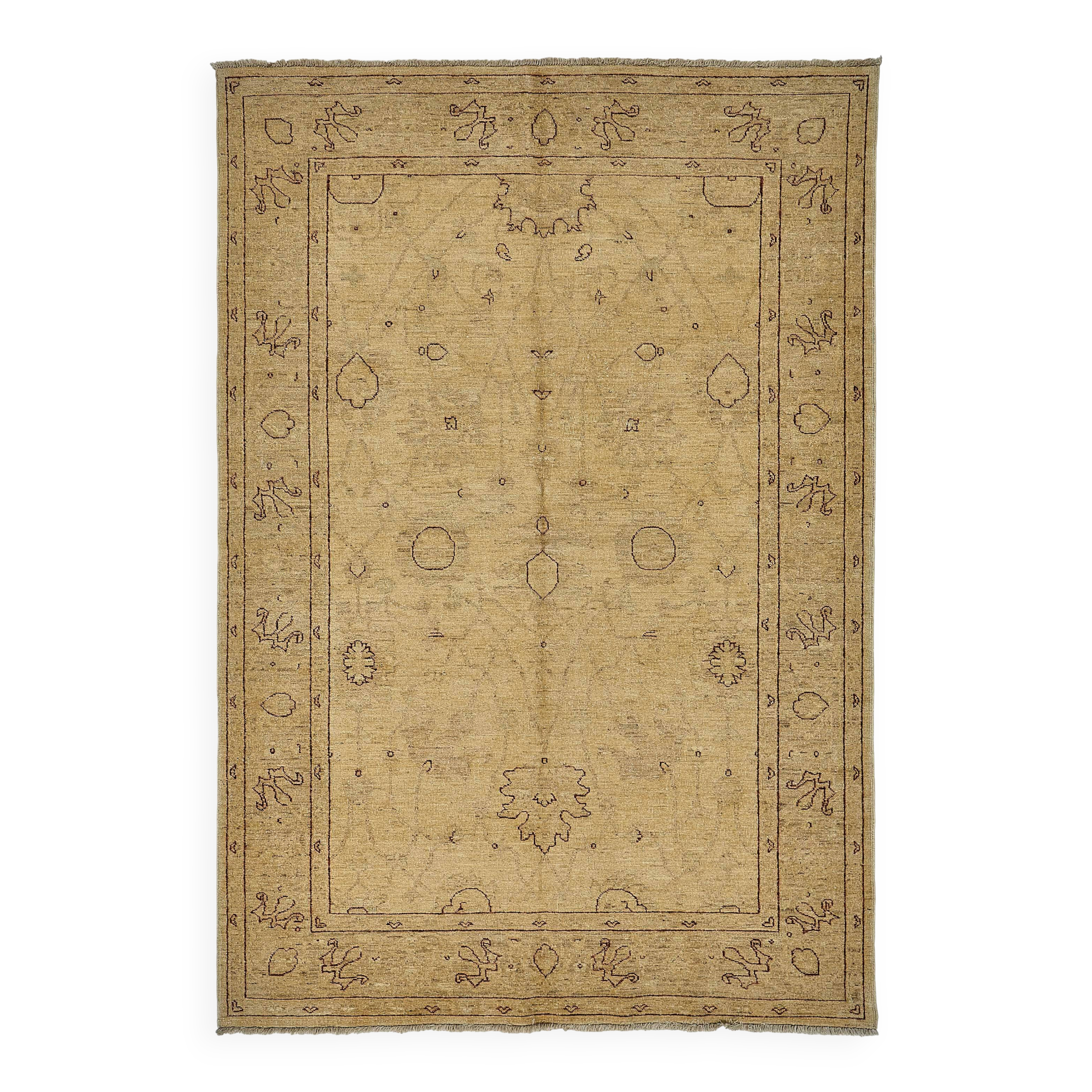 Turkish Handknotted Wool Oushak Rug 184 cm x 268 cm