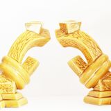 Pair of ceramic candlestick lamps