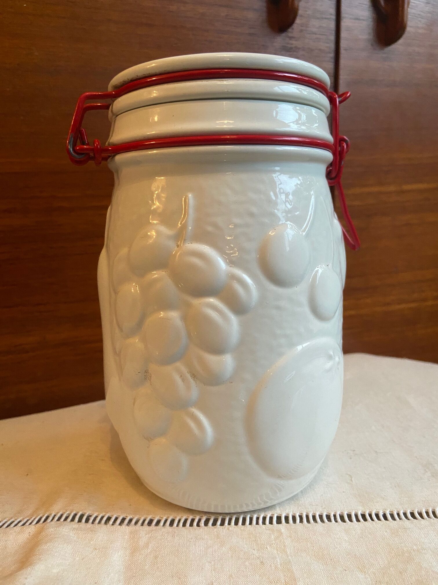 White glass jar