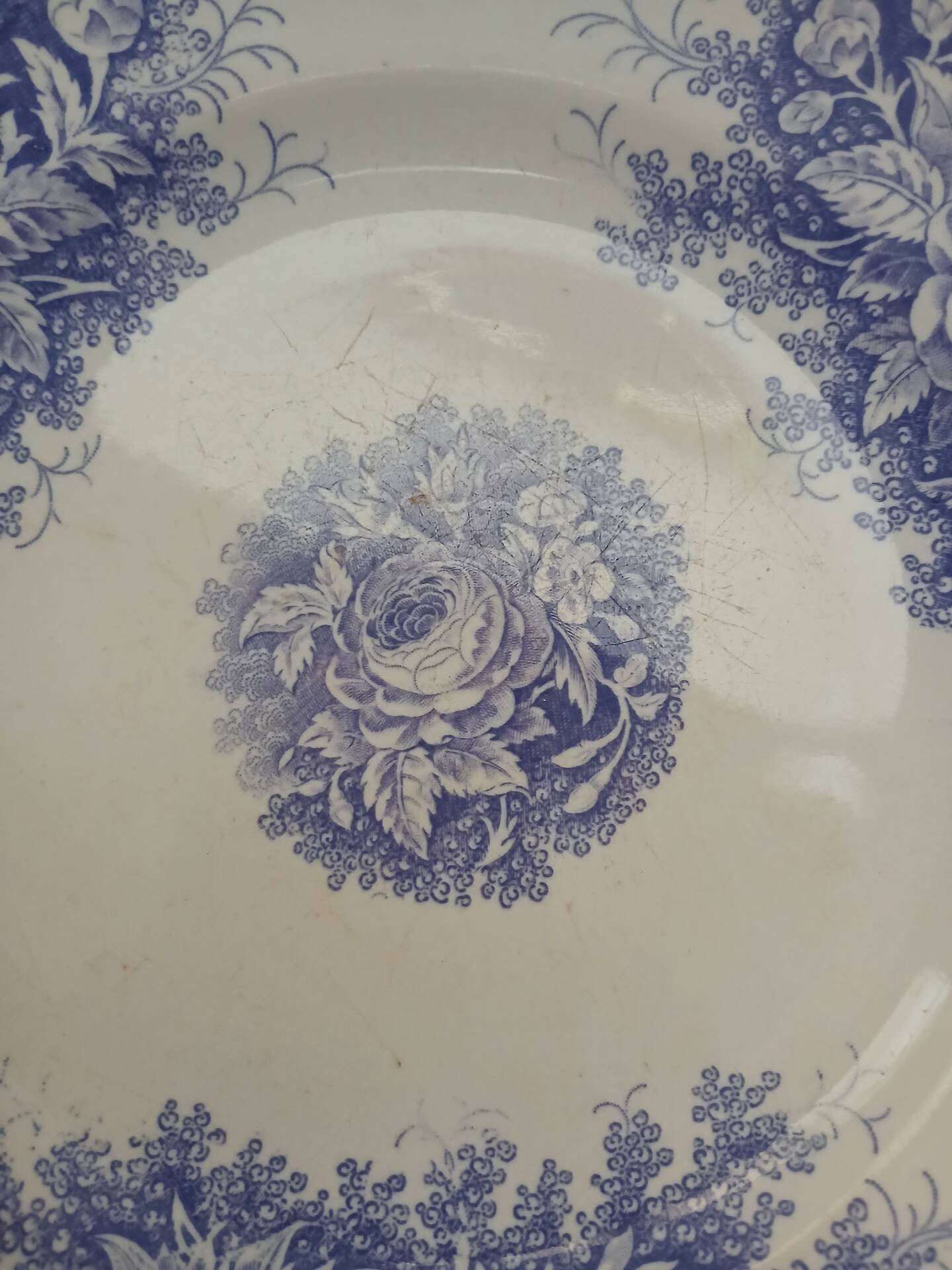 3 antique flat plates in ironstone