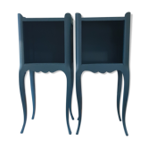Pair of bedside tables revisited in petrol blue