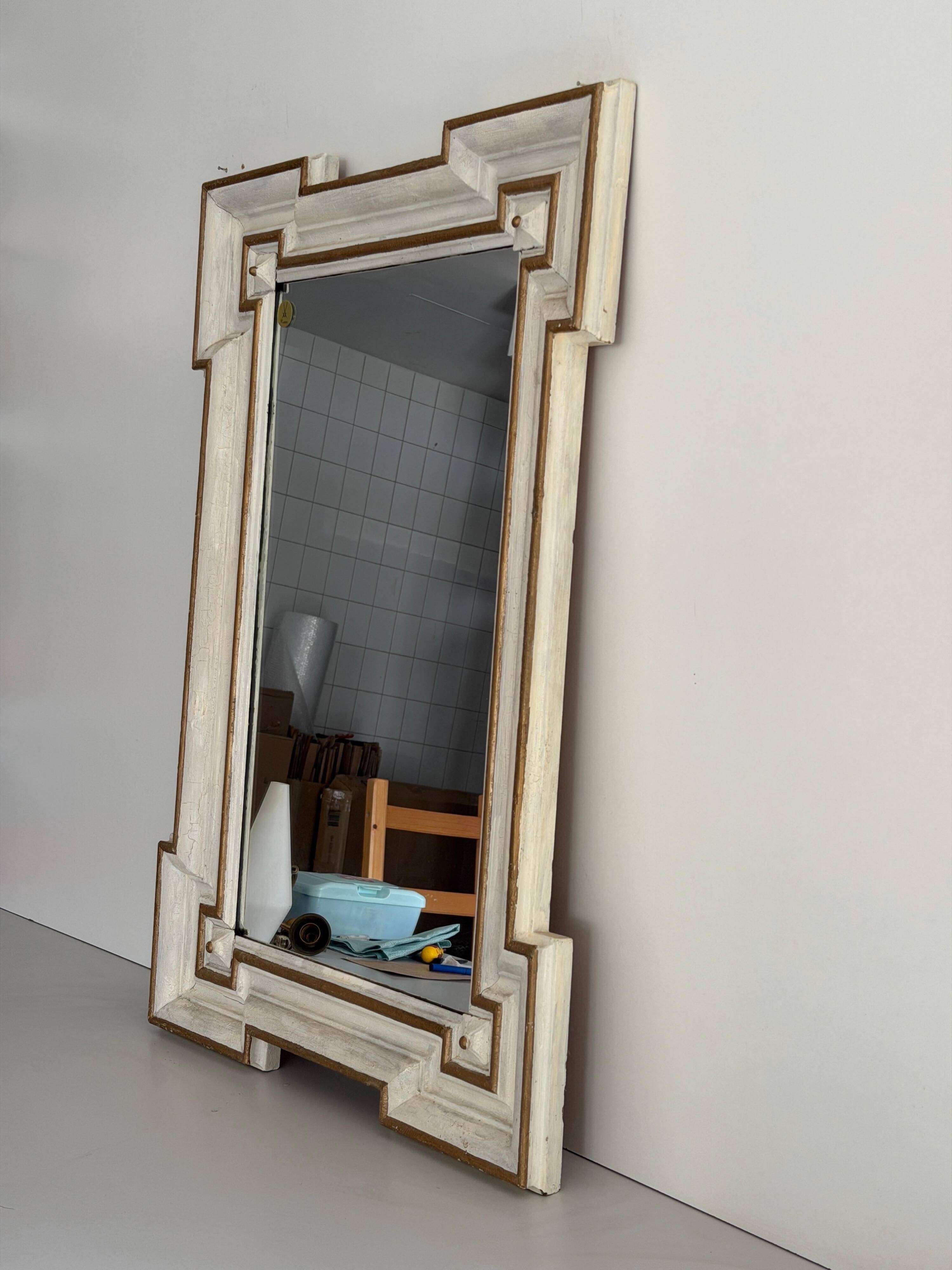 Art Nouveau wall mirror with a coloured gold frame by Meissen, 1930s, Germany.