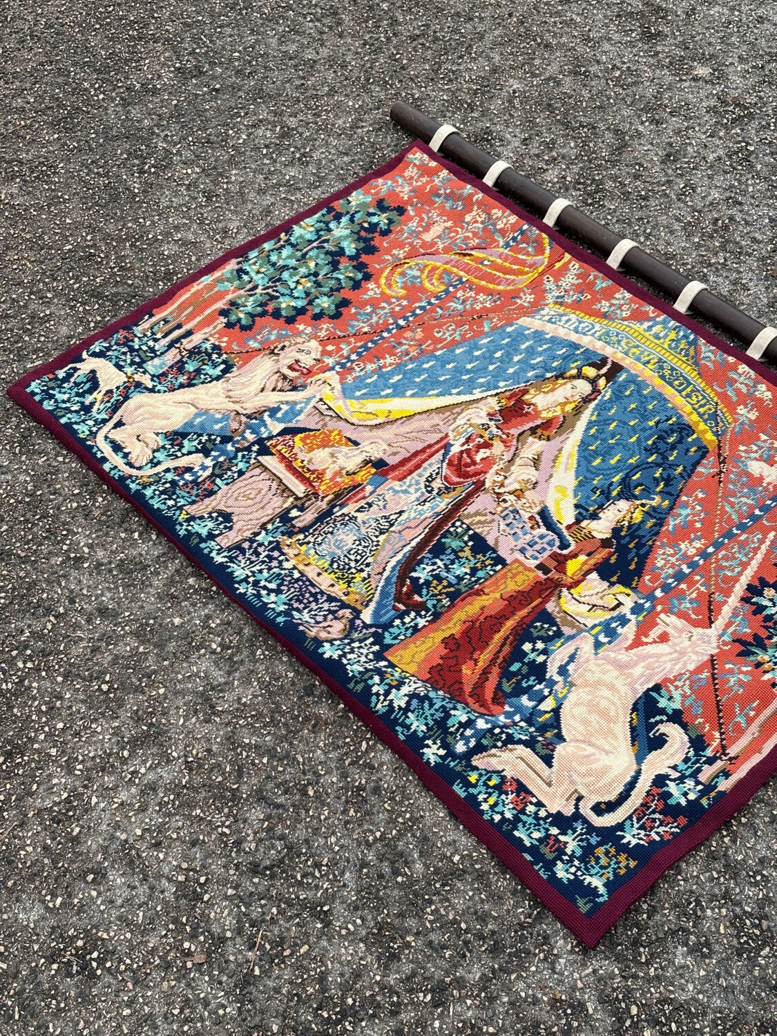 Ancient wool tapestry "The Lady and the Unicorn"