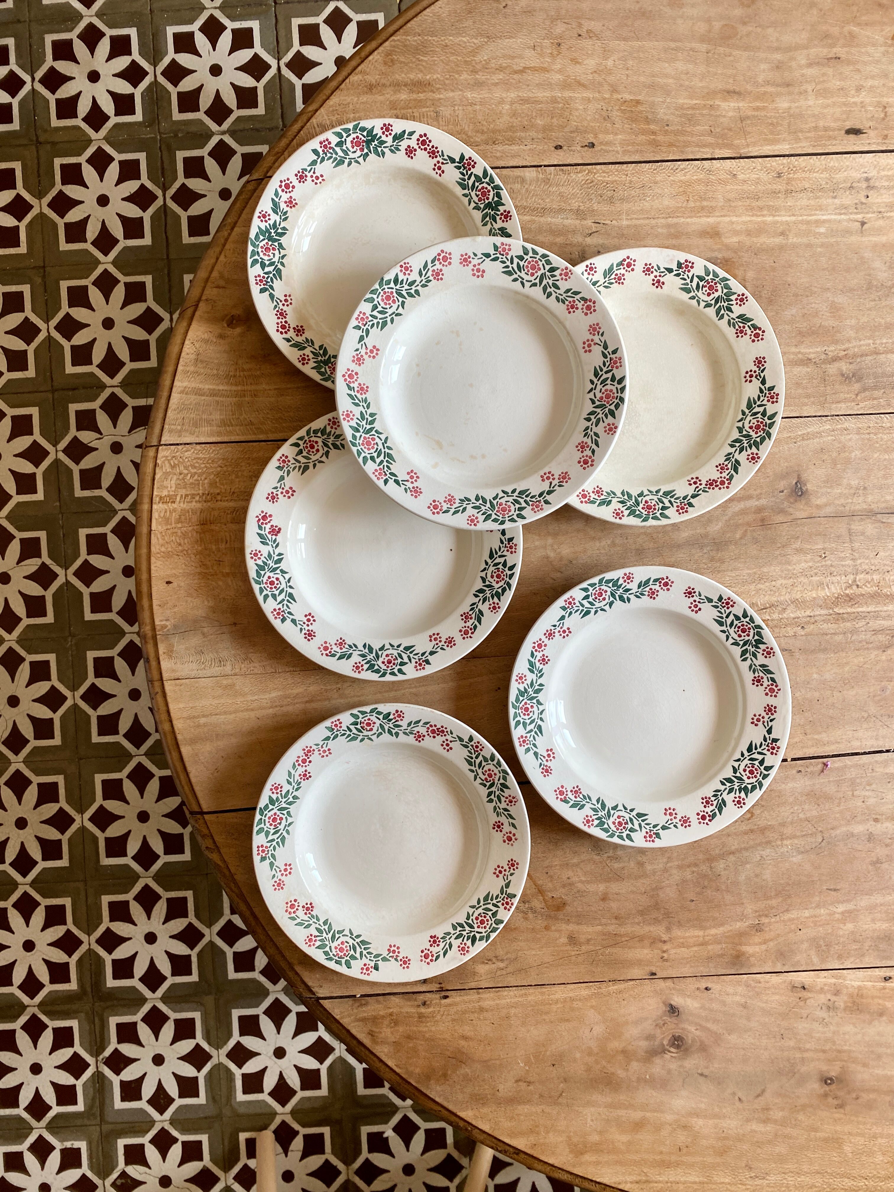 Set of 6 vintage hollow plates model Cécile de HBCM (LOT 2)