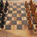 Jeux d'échecs rustiques en bois d'olivier naturel
