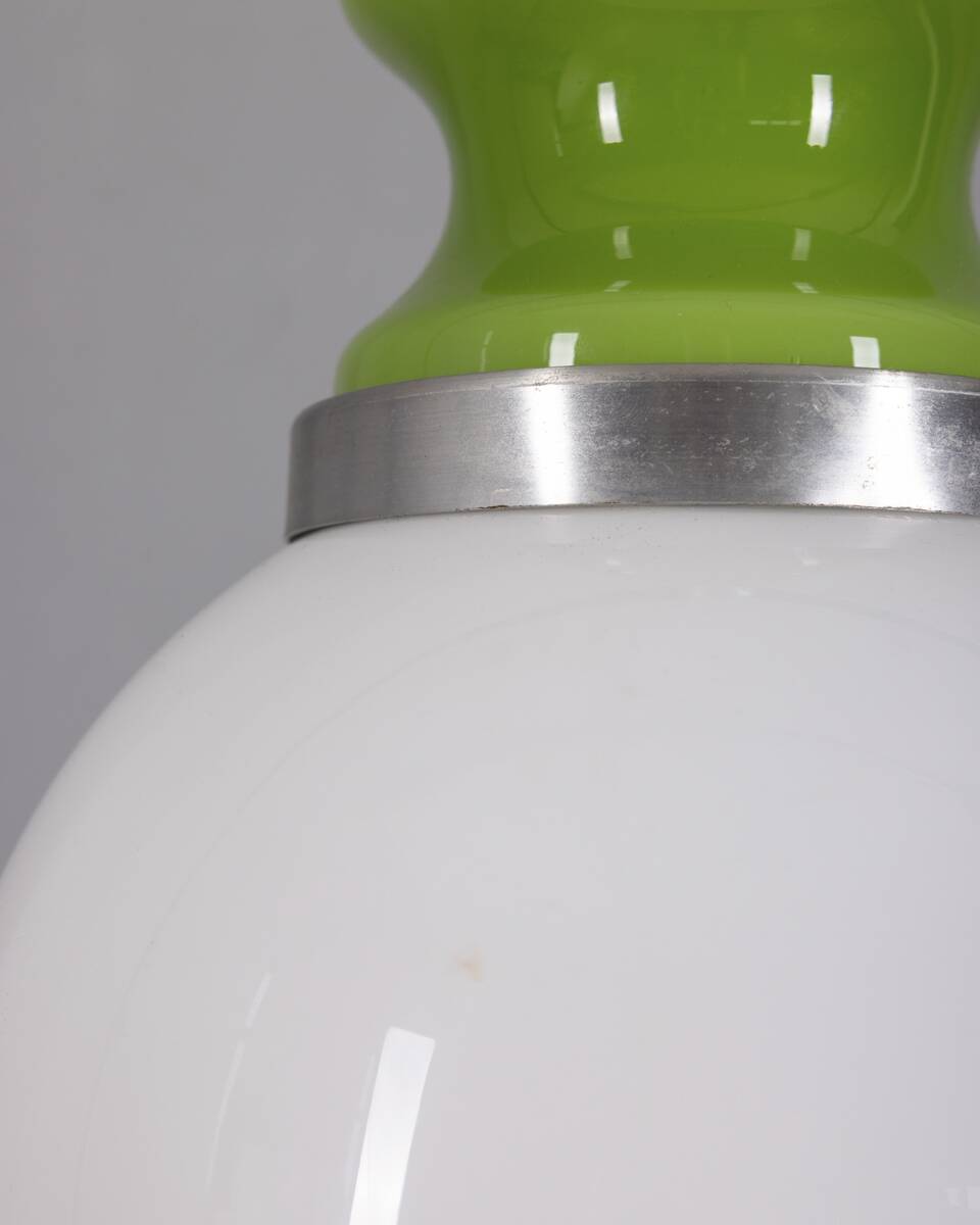 Chandelier en verre vert vintage des années 1970 avec un design d'ère spatiale