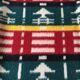 Wool blanket 230 X 250 with geometric patterns and 70's trees.
