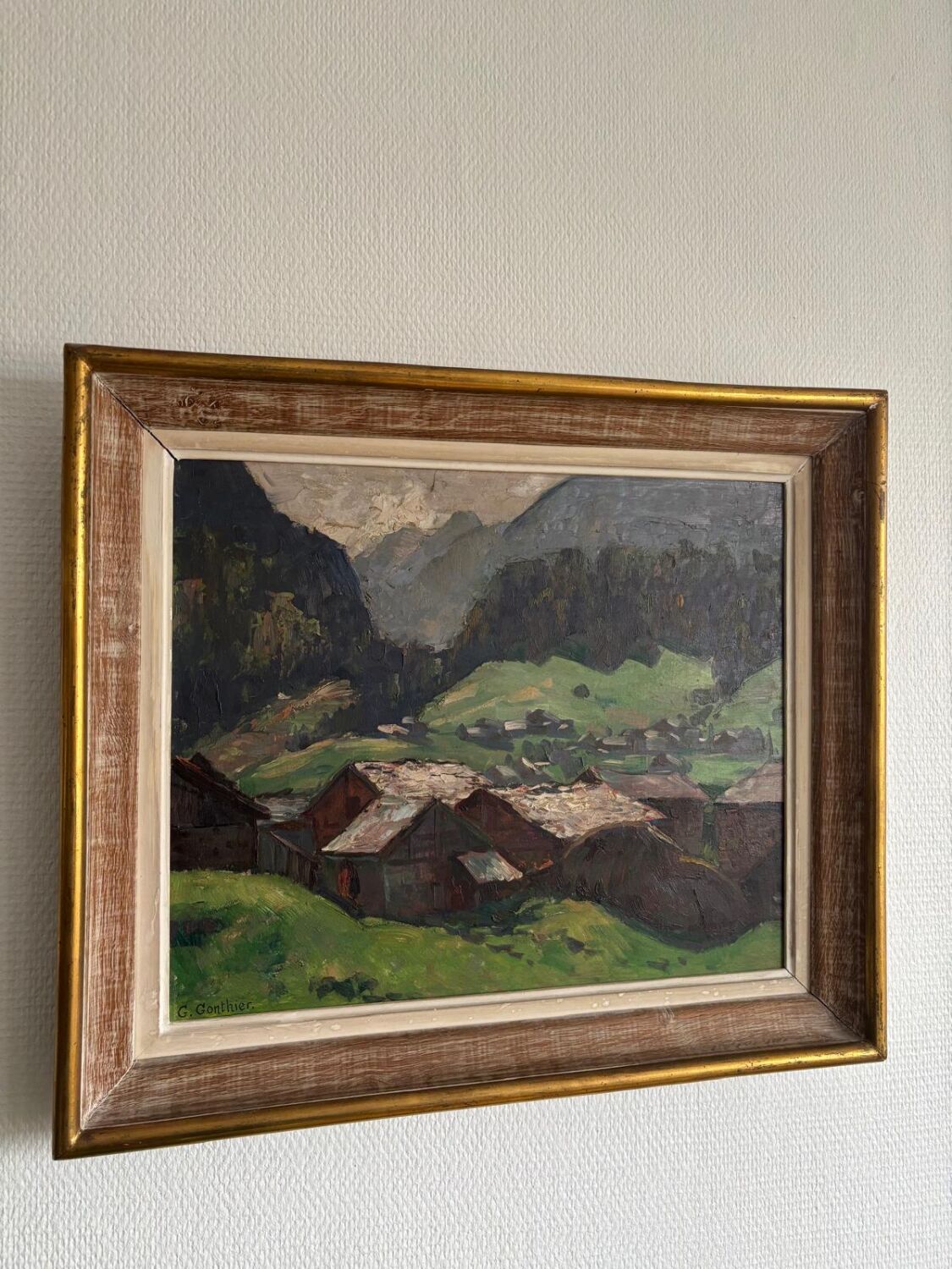 Oil on wood, Village of the Vosges - Georges GONTHIER (1886-1969)