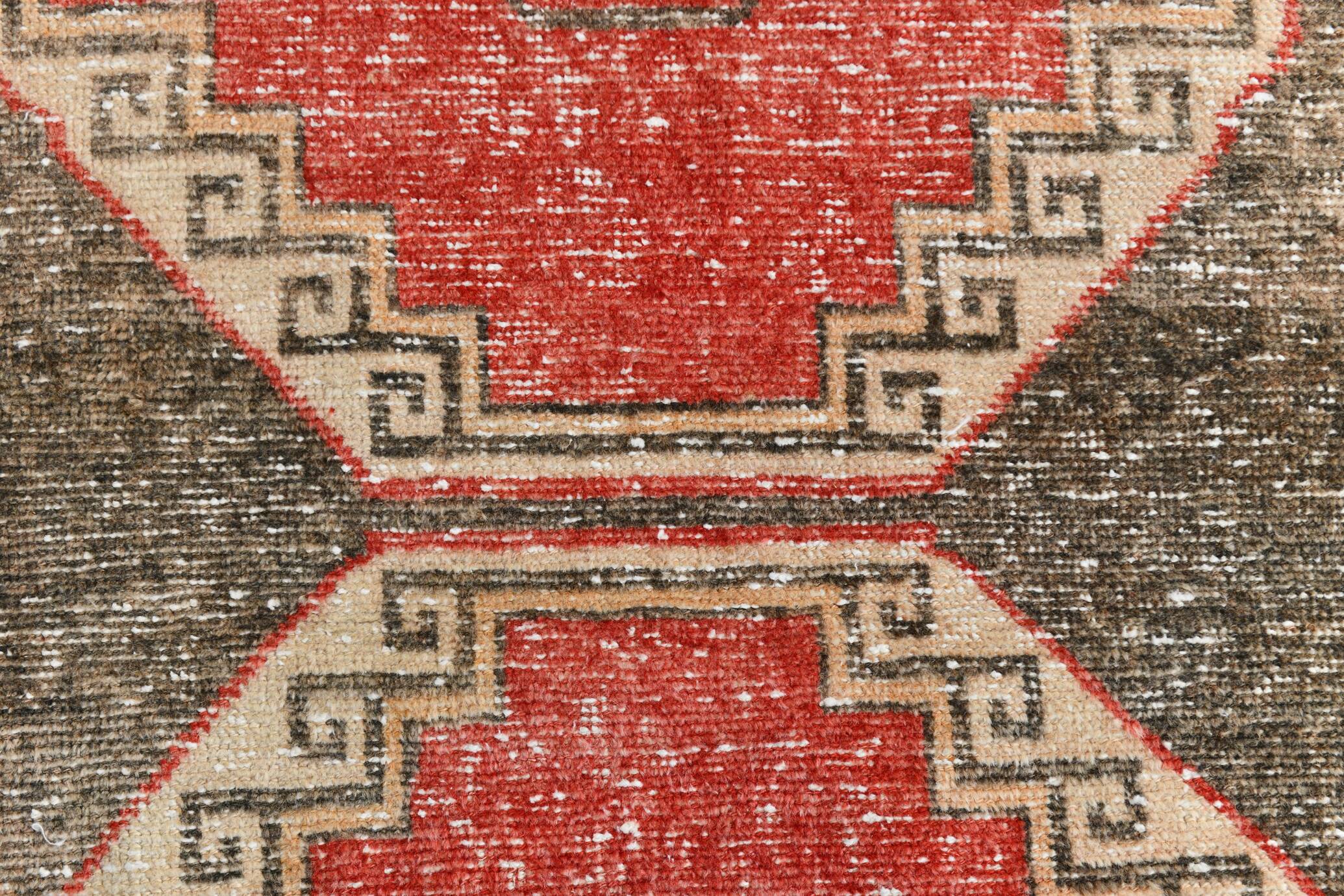 3x10 Red Brown Tribal Pattern Vintage Runner Rug, 78x305Cm