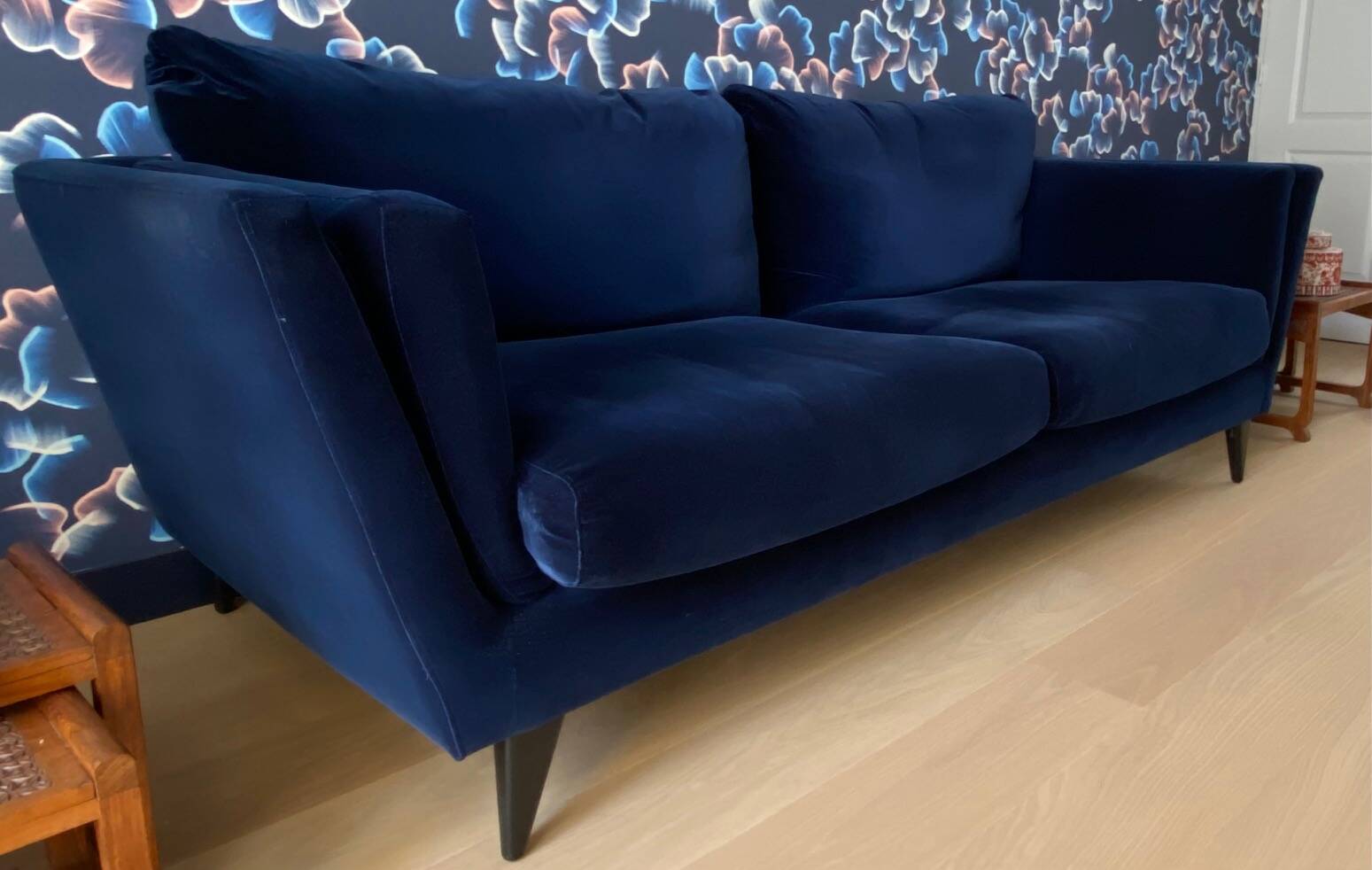 SITS Nova 3-seater canapé in Dedar blue velvet – very good condition.