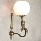 Antique Italian Figural Brass Wall Lamp, set of 2