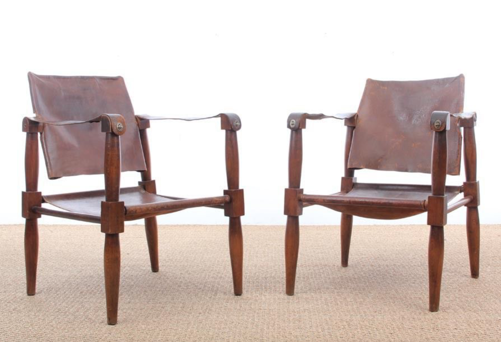 Fauteuils Safari en hêtre 1940s